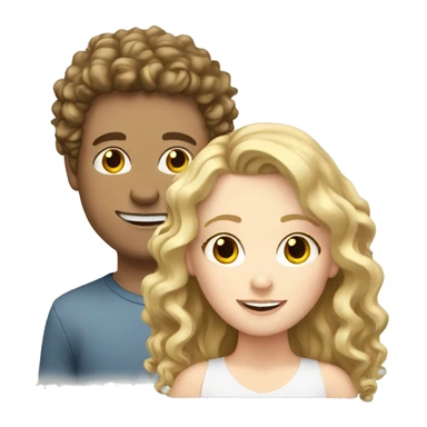 blonde white girl with  curly brunette haired white boy  sticker