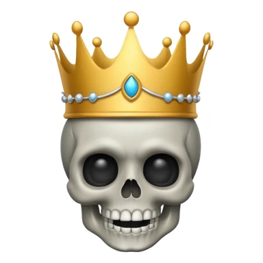 Skull with a crown on his head that looks like an emoji sticker