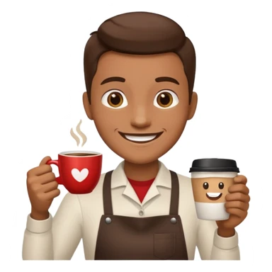 barista with big cup of coffee sticker