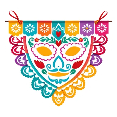 colorful papel picado Mexican banner decoration sticker