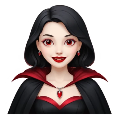 Vampire lady in black dress with cape, smile sticker