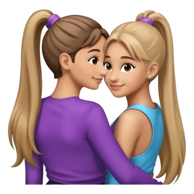  Ariana grande back view with long hair in a ponytail leaning on another girl with long hair in a ponytail  sticker