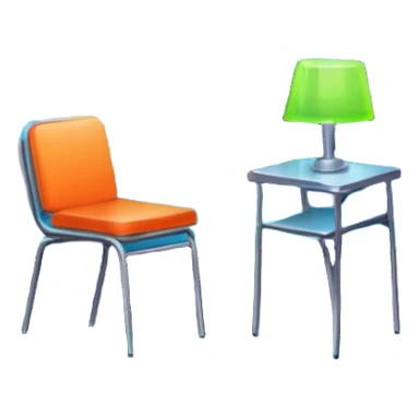 Window with neon reflection + empty chair, Apartment Windows. sticker