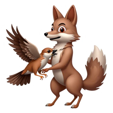 the coyote takes the sparrow from the poop sticker