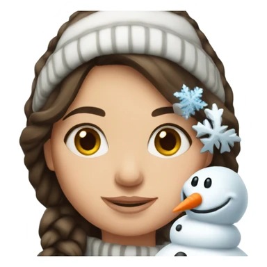 Brunette Girl with a Snowman sticker