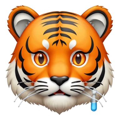 sick tiger face with thermometer and tissue for Twitch emote sticker