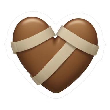 brown heart with bandages sticker
