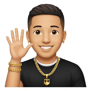 joven trigueno corte de pelo daddy yankee sonrisa bonita mano arriba sticker