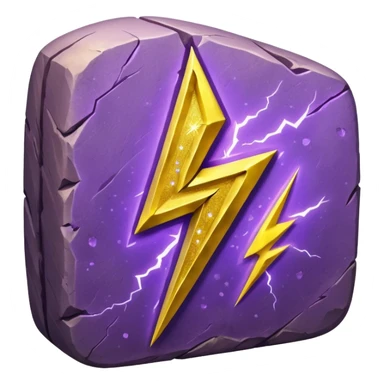 Purple rune with Yellow lightning bolts emanating from it. With glitter shine sticker