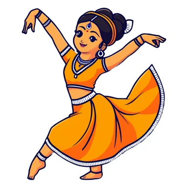 dancer in traditional Indian attire, mid-dance pose, vibrant colors sticker