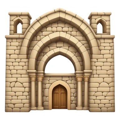 An emoji representing a traditional caravanserai or inn, typically a large, stone building with arches, used as a place for travelers to rest. The design is simple, with a warm, historical architectural style sticker