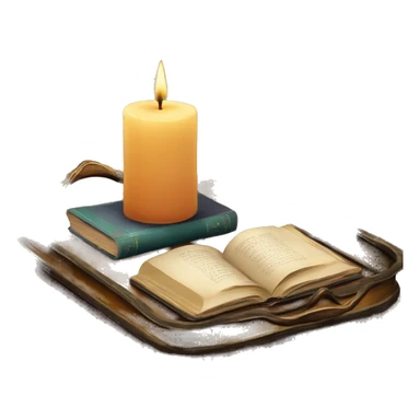 vintage tray with books and candle sticker