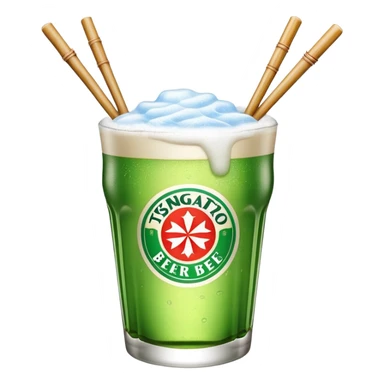 Tsingtao beer with chopsticks sticker