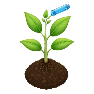 A small green plant sprouting from soil, growing upwards, with a blue progress bar above it indicating growth sticker