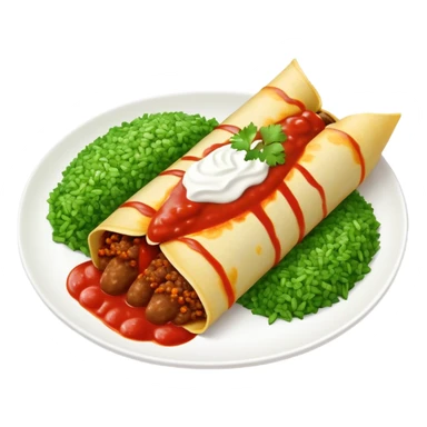 Beef enchiladas with red sauce and green rice  sticker