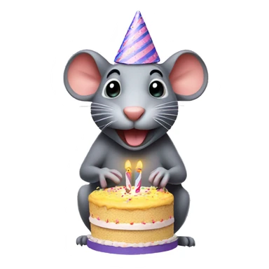 Make a rat with a birthday cake and hat sticker