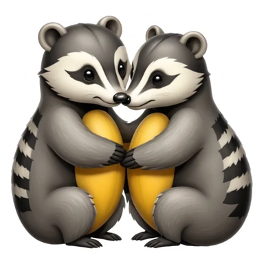 Two badgers hugging for comfort sticker