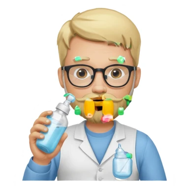 blonde bearded man with glasses with baby bottle sticker