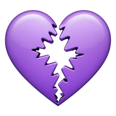 coração quebrado metade branco metade roxo sticker