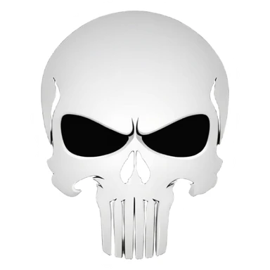 Punisher skull logo, white skull on black background sticker