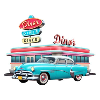 1950s diner exterior sticker