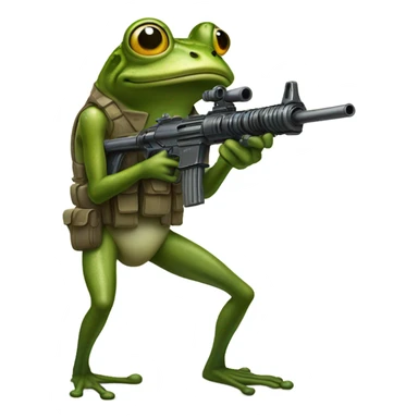 Frog shooting machine gun sticker