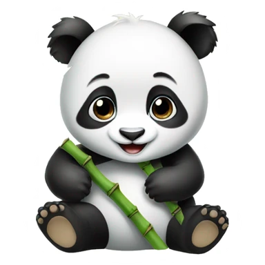 baby panda with bamboo sticker