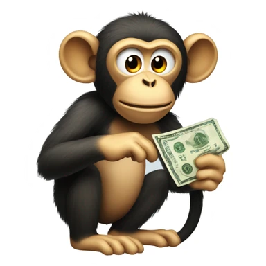 monkey with a bill in his hand with a humminbird sticker