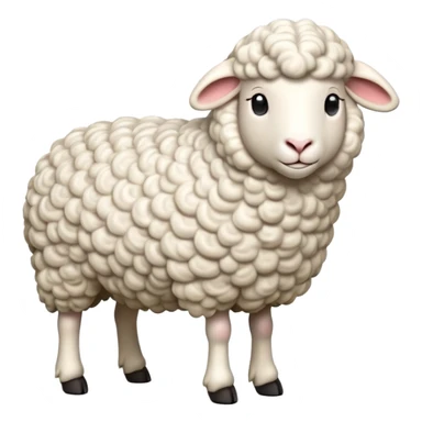 cinematic-[realistic sheep]-realistic-full-body-standing-emoji,-tail-flicking-lazily,-head-tilted-dramatically,-curly-[white]-fur,-simplified-yet-realistic-focused-features,-highly-detailed,-glowing-with-an-almost-sarcastic-glow sticker