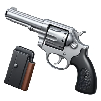 Classic pistol with black handle and silver barrel sticker
