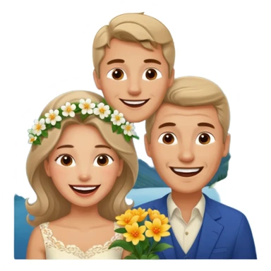 Couple  laughing traveling russian man and elegant  Latina girl delicate flowers and mountains in the background  sticker