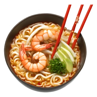 spicy shrimp ramen bowl chopsticks  sticker