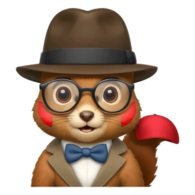 squirrel with glasses and fedora sticker