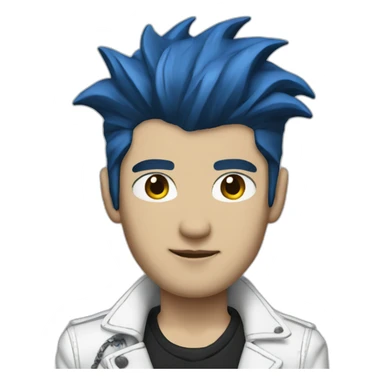 Punk man with white leather jacket with dark blue hair sticker