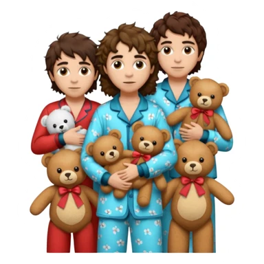 the band greta van fleet wearing pajamas and holding teddy bears sticker