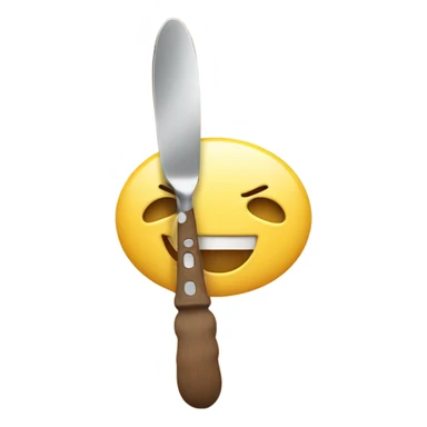 Smiling face holding a butter knife in each hand sticker