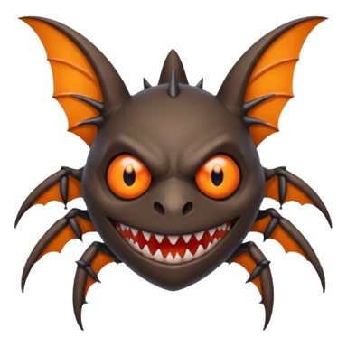 A bat with acid all in his body and his eyes  replaced with shark teeth and his hand in his back ( four hand) and his spines will be very spiky  and his leg will like a spider and last his eyes or 4 eyes will be in his hands and the colour of the eyes will orange and black sticker
