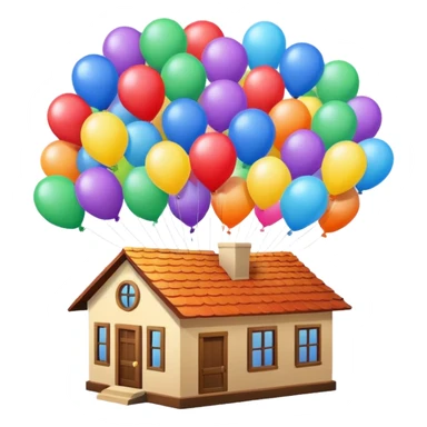 house flying with balloons sticker