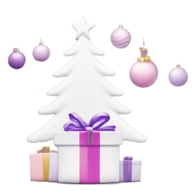 Light pink and purple Christmas gifts under a white Christmas tree  sticker