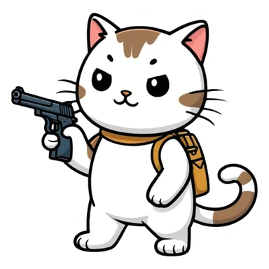 Cat with a gun shooting indians sticker