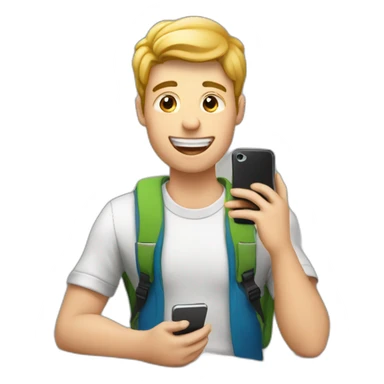 student passing an exam with a mobile phone in his hand sticker