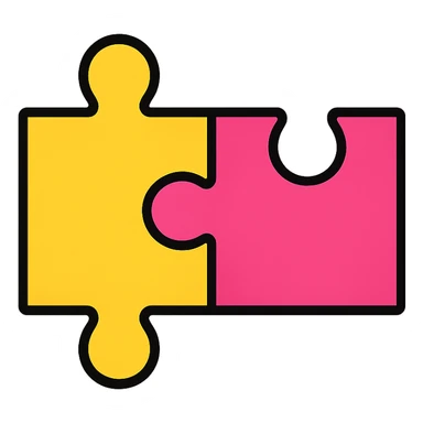 puzzle piece fitting perfectly, representing a problem solver, colorful outlined style sticker
