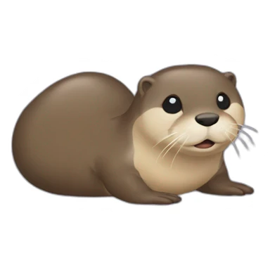 Une loutre qui dense sur le dos d'un hypopotam sticker