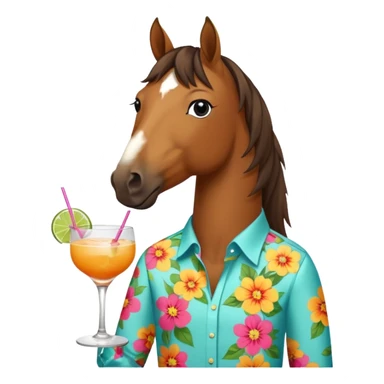  horse with flowered shirt character holding cocktail sticker