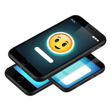 smartphone with visible incoming message, modern look, compact sticker