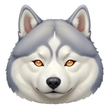 Cinematic Chubby Sleeping Siberian Husky Portrait Emoji, Chubby and serene, with a round, endearing build and a fluffy grey and white coat, eyes gently closed in peaceful slumber, Simplified yet irresistibly adorable features, highly detailed, glowing with a gentle, dreamy glow, high shine, relaxed and content, stylized with a touch of whimsy, bright and heartwarming, soft glowing outline, capturing the essence of a blissfully sleepy pup, so comically serene it feels like it could roll out of the screen and snore with adorable charm! sticker
