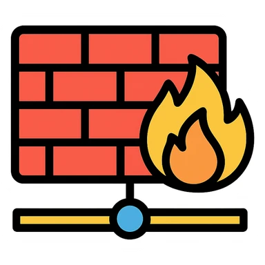 network firewall icon with color outline sticker