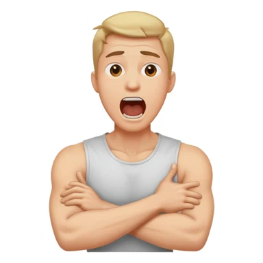 arms crossed holding neck screaming guy sticker