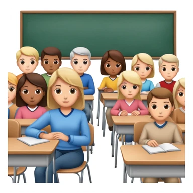 adults sitting in a classroom facing away sticker