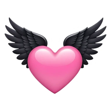 Black wings pink heart sticker
